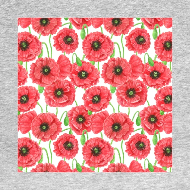 Watercolor poppies floral pattern by katerinamk